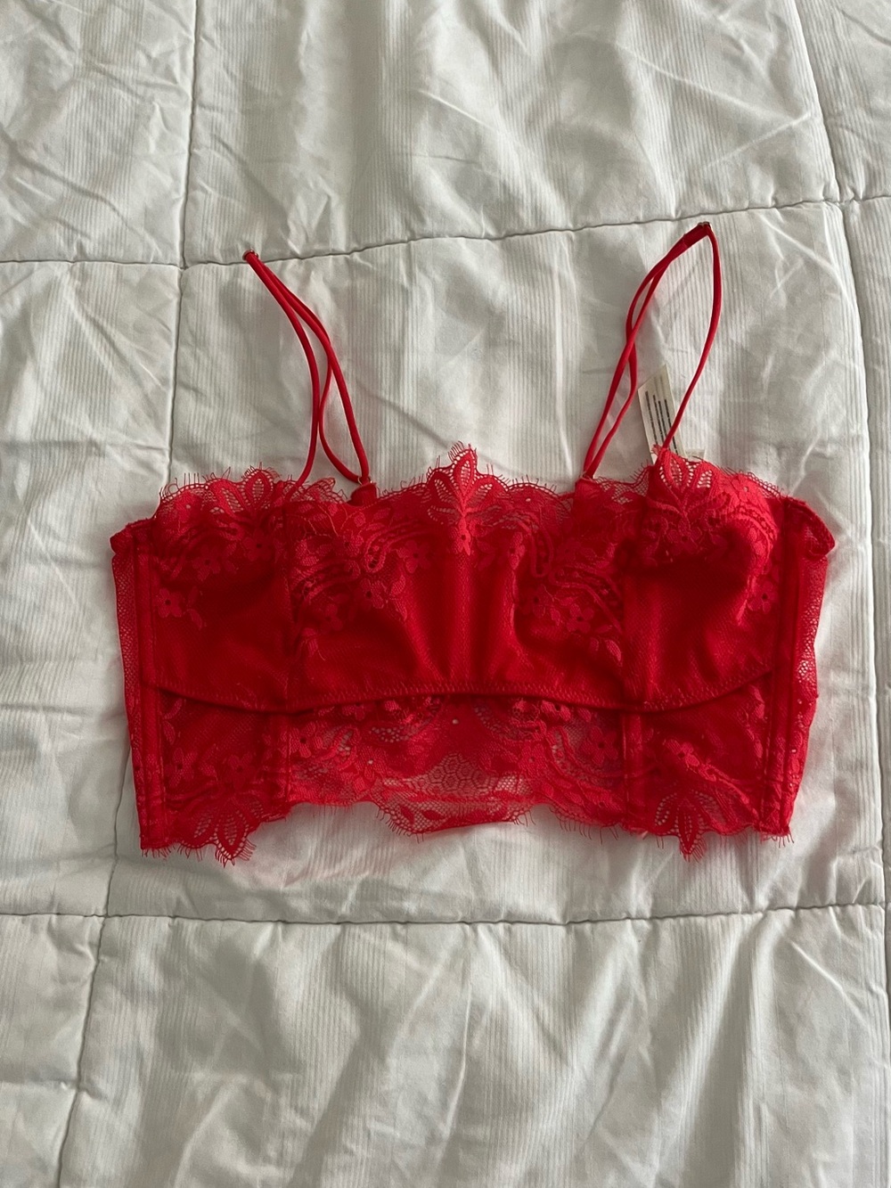 Free People Red Lace Bandeau Bralette